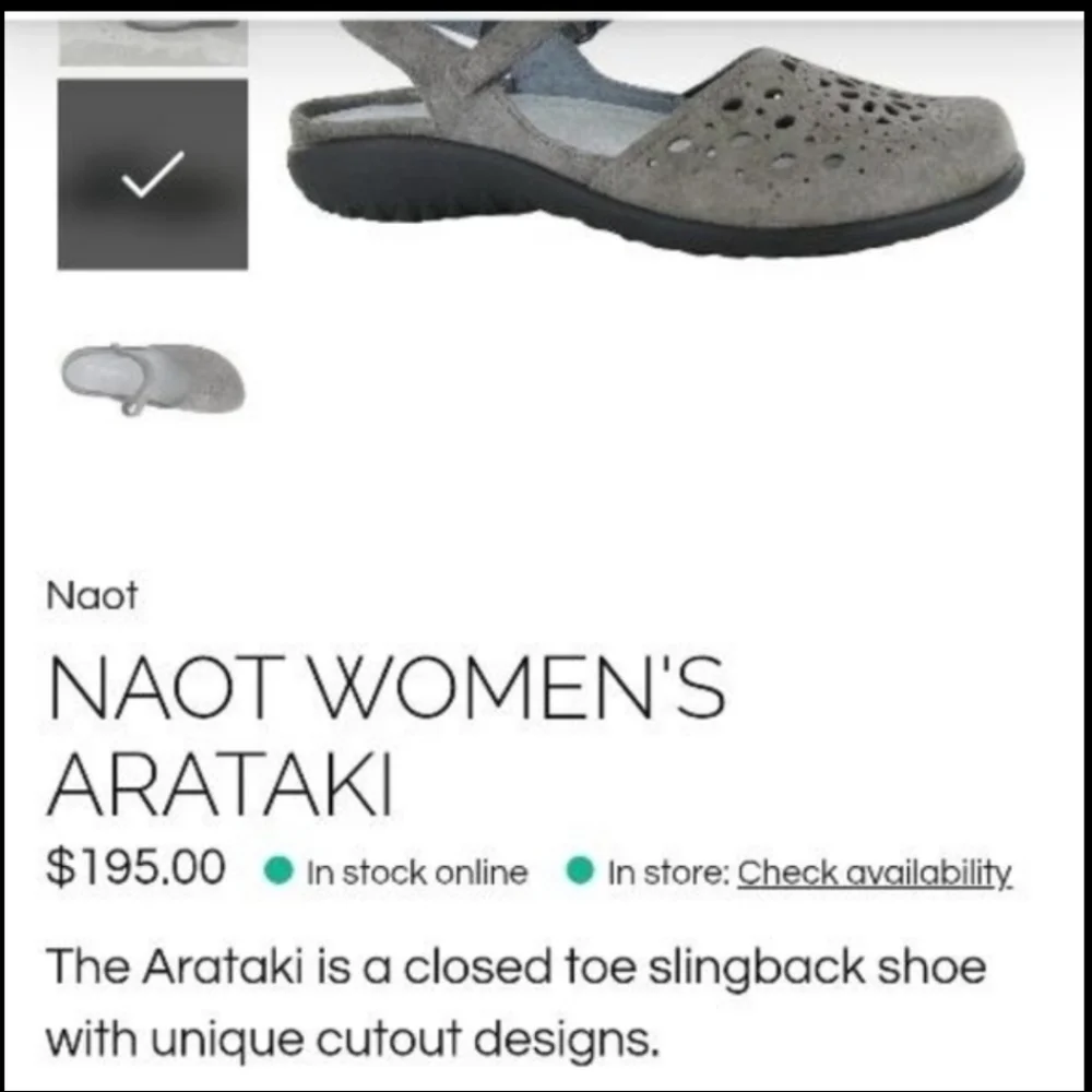 39 NAOT Arataki Gray Shimmer Slingback Flat Sandal Clog Loafer Women 8 to 8.5 - Picture 4 of 16